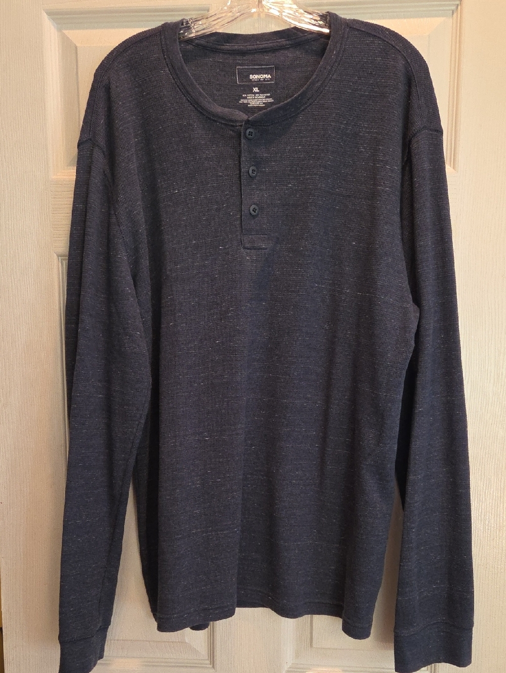 Sonoma Dark Navy Long-Sleeve Henley Shirt